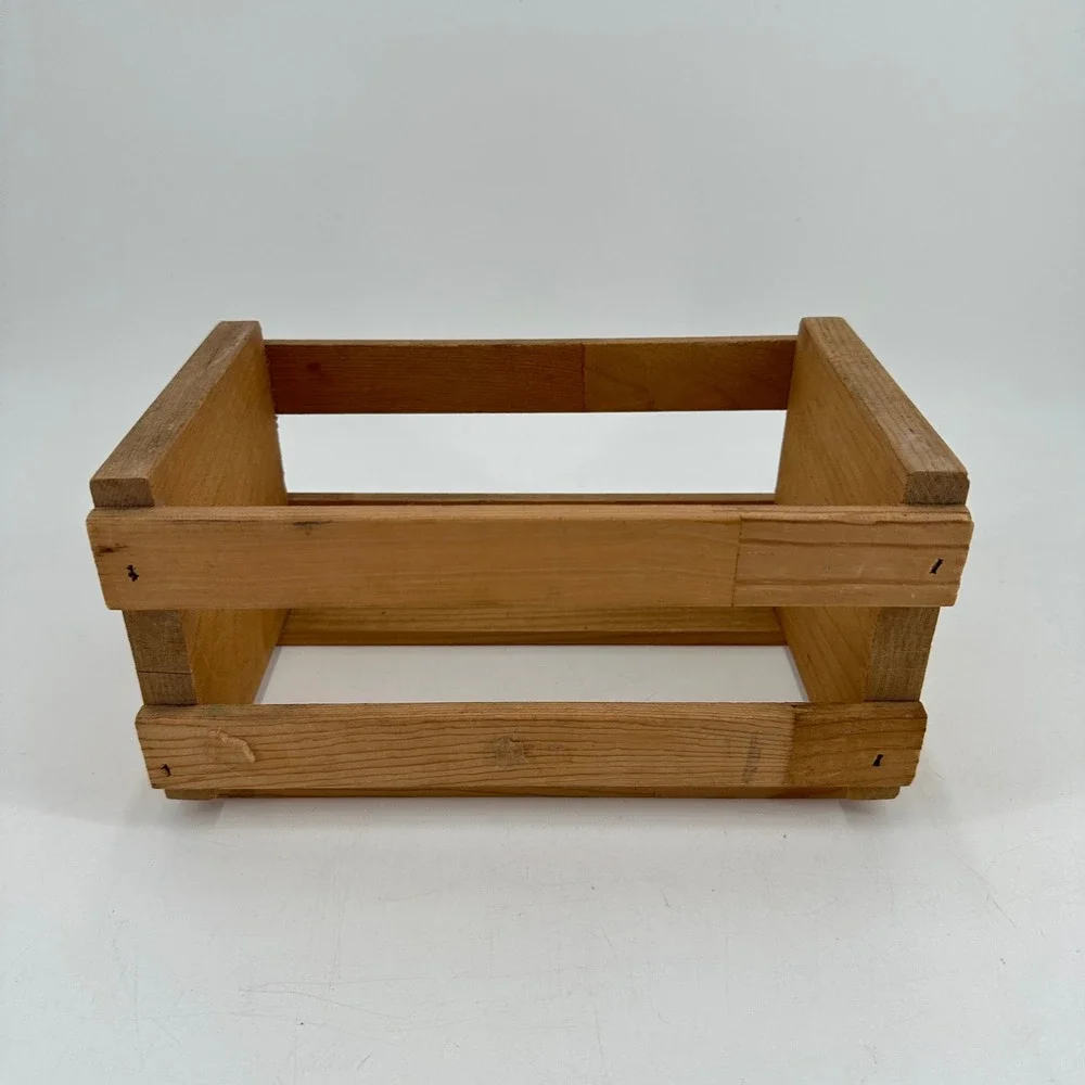 Mountain Crate Co Small Wooden Storage Crate Rustic Brown Mountain Sun Logo